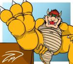  3_toes absurd_res big_feet bowser claws foot_focus hi_res looking_at_viewer mario_bros nintendo reptile scalie simple_background toe_claws toes video_games zooptoon zpt 