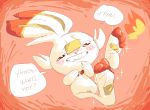  ambiguous_gender anthro blush digital_media_(artwork) feet feral fur hi_res invalid_tag lagomorph leporid mammal nintendo oddjuice paws pok&eacute;mon pok&eacute;mon_(species) rabbit scorbunny simple_background smile solo teeth text toes video_games white_body white_fur 