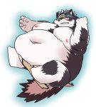  accessory anthro belly big_belly big_moobs black_and_white_fur black_body black_fur black_nose blush bodily_fluids canid canine canis chubby_cheeks clothed clothing digital_drawing_(artwork) digital_media_(artwork) floating full-length_portrait fur gradient_background hair headband horkeukamui loincloth male mammal moobs mostly_nude multicolored_body multicolored_fur navel nipples obese obese_male overweight overweight_male portrait showing_teeth simple_background solo sweat sweatdrop tokyo_afterschool_summoners topless two_tone_body two_tone_fur umyuta video_games white_background white_body white_fur wolf yellow_eyes 