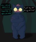  anthro big_breasts blush breasts covering covering_self domestic_cat embarrassed felid feline felis female hi_res i_am_clover mae_borowski mammal night_in_the_woods nude outside overweight pussy red_eyes slightly_chubby text video_games 