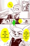  ? canid canine clothed clothing comic dialogue disney duo edit english_text fennec finnick fox hard_translated judy_hopps kissing_cheek lagomorph leporid mammal mitsuharu nick_wilde police_uniform rabbit red_fox speech_bubble text translated uniform zootopia 