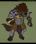  animal_genitalia barbarian bodily_fluids dungeons_and_dragons fantasy gnoll grostenmeiers hi_res hyaenid male mammal muscular penis pseudo-penis pubes saliva slightly_chubby tribal warrior weapon 