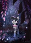  detailed_background earth_pony equid equine female forest friendship_is_magic hi_res horse inowiseei mammal my_little_pony necktie octavia_(mlp) pony smile solo tree water 