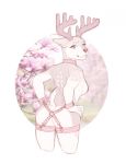  2019 agentmoose anthro antlers bdsm bondage bound breasts butt cervid collar exposed_breasts female hi_res horn light_bondage mammal nipples outside pink_collar solo standing 