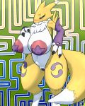  anthro areola big_areola big_breasts big_clitoris big_nipples breasts clitoris dewstar_(artist) digimon digimon_(species) female hi_res huge_breasts nipples pasties pussy renamon solo text thick_thighs video_games 