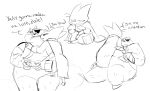  badgerclops belly cartoon_network controller cuddling cybernetics cyborg english_text eye_patch eyewear game_controller gaybadgerncat machine male male/male mao_mao:_heroes_of_pure_heart overweight sheriff_mao_mao_mao size_difference text 