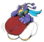  anthro avian beak belly big_belly big_butt blue_body blue_feathers blush bodily_fluids bootfromtv breath_of_the_wild butt clothed clothing feathers male nintendo obese obese_male overweight overweight_male revali rito scarf solo sweat the_legend_of_zelda video_games wide_hips winged_arms wings 
