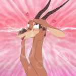  &lt;3 1:1 abstract_background absurd_res ahegao antelope anthro blush bodily_fluids bovid brown_body brown_eyes brown_fur chico_(fuel) eye_roll fur gazelle hi_res horn looking_pleasured mammal nemonutkin nude pink_background simple_background solo sweat sweatdrop tongue tongue_out 