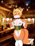  alcohol anthro barely_visible_genitalia barely_visible_pussy beer beverage big_breasts blonde_hair bottomless breasts canid canine choker clothed clothing collar djcoyoteguy female fox german hair hi_res jewelry mammal necklace nipple_slip nipples oktoberfest partially_clothed pubes pussy realm_royale solo tavern the_huntress_(realm_royale) 