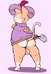  balls butt clothed clothing domestic_cat feet felid feline felis flat_colors hat headgear headwear hi_res invalid_tag male mammal partially_clothed robe salamikii squire surprise 