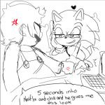  &lt;3 anthro bed bedroom_eyes clothing computer cross-popping_vein crossover duo english_text eulipotyphlan eye_contact fannfare furniture gloves grin half-closed_eyes handwear hedgehog human laptop looking_at_another low_res male male/male mammal mario mario_bros nintendo on_bed seductive sketch smile sonic_the_hedgehog sonic_the_hedgehog_(series) speech_bubble text under_covers vein video_games wrist_grab 