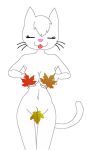  4_fingers animated anthro breasts censored creative_censorship domestic_cat felid feline felis female fingers hi_res juice87 leaf mai_kitty mammal solo 