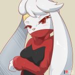  1:1 blush breasts bust_portrait female fur holding_breast lagomorph leporid long_ears mammal nintendo pink_nose pok&eacute;mon pok&eacute;mon_(species) portrait rabbit raboot rilex_lenov solo video_games white_body white_fur 