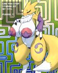  anthro areola big_areola big_breasts big_clitoris big_nipples breasts clitoris dewstar_(artist) digimon digimon_(species) female hi_res huge_breasts nipples pasties pussy renamon solo text thick_thighs video_games 