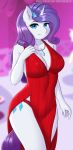  2019 5_fingers anthro blurred_background breasts clothed clothing cutie_mark digital_media_(artwork) dress equid eyelashes female fingers friendship_is_magic hair hi_res horn looking_at_viewer mammal my_little_pony panties rarity_(mlp) red_clothing red_dress smile solo twistedscarlett60 underwear unicorn 