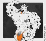  abs areola armpit_hair balls biceps big_muscles big_nipples big_pecs black_body black_fur body_hair book clothing ear_piercing eyebrows flexing fur grey_nipples grumpyfloof half-erect huge_muscles hyaenid mammal mane mostly_nude multicolored_body multicolored_fur muscular navel nipples orange_clothing orange_eyes orange_underwear pecs penis piercing quads serratus sharp_teeth spotted_hyena teeth text tongue tongue_out tongue_piercing torn_clothing torn_underwear triceps two_tone_body two_tone_fur underwear vein veiny_penis wardrobe_malfunction white_body white_fur 