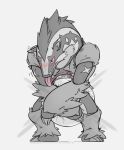  2019 ambiguous_gender anthro blush covering covering_self diaper embarrassed hi_res ire-k nintendo obstagoon pok&eacute;mon pok&eacute;mon_(species) simple_background solo standing tongue tongue_out video_games 