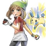  1:1 ambiguous_gender duo fannfare female feral holding_object holding_pok&eacute;ball human low_res mammal may_(pok&eacute;mon) minun nintendo pok&eacute;ball pok&eacute;mon pok&eacute;mon_(species) rodent simple_background video_games white_background 
