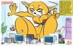  aggressive_retsuko ailurid anai_(aggretsuko) anthro areola big_breasts blush breasts canid canine clothing digital_media_(artwork) female fur growth huge_breasts hyper hyper_breasts macro mammal nafyotoon nipples nude pussy red_panda retsuko sanrio torn_clothing young 