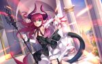  aqua_eyes boots cropped elbow_gloves elizabeth_bathory_(fate) fang fate/extra_ccc fate/grand_order fate_(series) gloves horns long_hair pink_hair tail weapon yue_xiao_e 