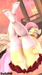  3d_(artwork) ahegao anthro big_breasts big_butt bodily_fluids bottomwear bread breasts butt clothing cum cum_inside digital_media_(artwork) equid equine feet fluttershy_(mlp) food friendship_is_magic genital_fluids hi_res legwear looking_pleasured mammal my_little_pony presenting pterippus pussy skirt source_filmmaker stockings sweat toast trailssfm wings 