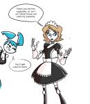  android clothing crossover dialogue digital_media_(artwork) emmy english_text female hair jenny_wakeman machine maid_uniform my_life_as_a_teenage_robot nickelodeon not_furry robot speech_bubble text uniform 