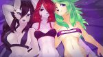  &lt;3 16:9 2019 anthro breasts canid canine canis domestic_cat felid feline felis female green_hair grey_body group hair hair_over_eye hi_res invalid_tag mammal navel purple_body purple_eyes purple_hair red_eyes red_hair rinra smile take_your_pick wolf yellow_body 