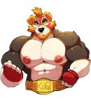  2018 abs beard big_muscles big_nipples black_body black_fur black_nose brown_body brown_fur brown_hair canid canine canis clothing cursedmarked domestic_dog eyebrows facial_hair fur gloves hair half-length_portrait handwear hi_res huge_muscles husky hybrid kogenta_blackfang looking_at_viewer male mammal mask multitone_fur muscular muscular_male nipples nordic_sled_dog pecs pink_nipples portrait simple_background solo spitz thick_eyebrows ursid white_background white_body white_fur wolf wrestler wrestling_belt 