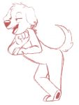  2019 anthro biped canid canine canis digital_drawing_(artwork) digital_media_(artwork) domestic_dog ear_piercing family_guy flirting fur hi_res jasper_(family_guy) male mammal open_mouth piercing simple_background sketch smile solo standing supremo_burrito white_background white_body white_fur 