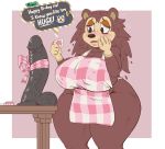  2019 animal_crossing anthro apron apron_only big_breasts birthday blush bodily_fluids breasts clothed clothing dildo embarrassed english_text eulipotyphlan eyelashes female freckles fur hair half-closed_eyes hedgehog huge_breasts huge_dildo mammal mostly_nude nintendo nipple_outline sable_able sex_toy signirsol skimpy solo standing sweat sweatdrop text thick_thighs video_games wide_hips 