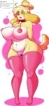  absurd_res animal_crossing anthro big_breasts breasts canid canine canis clitoris clothing collar curvy_figure dialogue domestic_dog eikasianspire english_text female hi_res isabelle_(animal_crossing) legwear mammal mostly_nude nintendo nipple_piercing nipples piercing pussy sex_toy shih_tzu solo text thick_thighs thigh_highs toy_dog vibrator video_games voluptuous wide_hips 