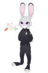  2018 absurd_res anthro biped clothed clothing disney female fully_clothed fur hi_res judy_hopps lagomorph leporid mammal plantigrade purple_eyes rabbit simple_background solo swetpot toeless_legwear white_background zootopia 