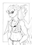  abs absurd_res anthro anthrofied athletic aviator_glasses aviators blush bodily_fluids bra breasts cleavage clothed clothing equid equine eyewear female friendship_is_magic hands_in_pockets hi_res line_art longinius looking_at_viewer mammal monochrome muscular muscular_female my_little_pony onginius pockets pterippus solo spitfire_(mlp) sports_bra sunglasses sweat toned_female toothpick traditional_media_(artwork) underwear whistle wings wonderbolts_(mlp) 