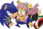  anthro archie_comics blue_body blue_fur clothing duo eulipotyphlan fannfare female footwear fur gloves green_eyes hair handwear hedgehog herpestid hi_res male mammal mina_mongoose mongoose pink_hair shoes simple_background smile sonic_the_hedgehog sonic_the_hedgehog_(archie) sonic_the_hedgehog_(comics) sonic_the_hedgehog_(series) white_background yellow_body yellow_fur 