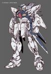  armor banchengping@126 clenched_hands flat_color g-saviour_gundam glowing glowing_eyes grey_background gundam gundam_g-saviour mecha no_humans parts_exposed robot_joints thrusters 