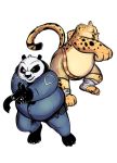  2016 anthro belly benjamin_clawhauser big_belly black_body black_fur bottomwear cheetah clothed clothing crossover disney dreamworks duo evedon felid feline fur giant_panda hi_res kung_fu_panda male mammal master_po_ping overweight police_uniform shorts simple_background spots spotted_body spotted_fur topless uniform ursid white_background white_body white_fur yellow_body yellow_fur zootopia 