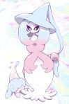  &lt;3 2019 abstract_background black_sclera blue_hair blush chewing female hair hatenna hatterene level_difference long_hair multicolored_hair nintendo not_furry pink_hair pok&eacute;mon pok&eacute;mon_(species) video_games waddling_head white_body white_skin 