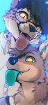  2019 angiewolf black_nose canid canine cheetah digital_media_(artwork) duo eyewear felid feline glasses mammal open_mouth smile teeth tongue 