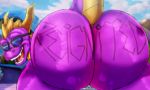  2019 absurd_res activision big_butt butt butt_focus dragon eyewear hi_res huge_butt looking_at_viewer looking_back male open_mouth presenting presenting_hindquarters purple_body purple_skin quadruped raised_tail reptile scalie smile smoke solo spyro spyro_reignited_trilogy spyro_the_dragon sunglasses tattoo video_games xtrent968 