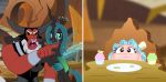  aleximusprime angry arthropod chair changeling cozy_glow_(mlp) cupcake equid equine food friendship_is_magic furniture gesture hi_res horse insect_wings mammal meme mlp-silver-quill my_little_pony parody pointing pony queen_chrysalis_(mlp) sitting taur tirek_(mlp) wings 