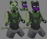  animal_mask clothing collar cuffs_(disambiguation) grey_background hi_res hyaenid male mammal mask pecs petplay pup_mask puppyplay roleplay simple_background solitudes topwear vest 