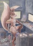  absurd_res artist blep butt canid canine casual_nudity fox hi_res latex_fox male mammal nude tails_(disambiguation) tongue tongue_out 