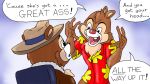  16:9 2015 anthro black_nose buckteeth chip_&#039;n_dale_rescue_rangers chip_(disney) chipmunk clothed clothing dale_(disney) disney duo english_text ground_squirrel hat headgear headwear humor male mammal open_mouth parody reaction_image red_nose rodent sciurid shirt simple_background teeth text topwear 