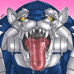  1:1 ahegao autobot bodily_fluids canid canine canis cybertronian galaxy_force hi_res living_machine looking_pleasured machine mammal mecha orgasm orgasm_face rhinoking robot saliva snarl_(cybertron) tongue transformers transformers_cybertron wolf 