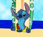  2015 4_toes alien animal_genitalia balls barefoot beach big_ears black_eyes blue_balls blue_body blue_fur blue_nose blue_pawpads chest_tuft clothed clothing color_edit colored disney edit erection experiment_(lilo_and_stitch) flat_colors front_view fur half-closed_eyes hands_behind_head head_tuft knot leaning leaning_back lilo_and_stitch looking_at_viewer male monochrome notched_ear outside pawpads penis poking_out pose quiet269 reclining red_penis seaside sheath sitting smile solo spread_legs spreading stitch_(lilo_and_stitch) surfboard swimming_trunks swimwear toes topless tuft weaselgrease 