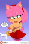  2019 accessory amy_rose anthro areola big_breasts bigdon1992 blush bodily_fluids breasts clothed clothing digital_media_(artwork) eulipotyphlan expansion female fur gloves green_eyes handwear hedgehog hi_res looking_at_viewer mammal nipples nyuroraxbigdon patreon pinup pose simple_background solo sonic_the_hedgehog_(series) text video_games 