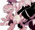  ambiguous_gender anthro blush breasts claws crossgender duo emboar female female/ambiguous fingering humanoid leaf nintendo nipples nuzleaf pok&eacute;mon pok&eacute;mon_(species) pok&eacute;mon_mystery_dungeon simple_background video_games white_background うきゅ 