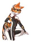  2019 4_fingers absurd_res anthro arknights black_body black_fur black_hair breasts clothed clothing eyewear felid female fingers fur glasses hair hi_res looking_at_viewer mammal orange_body orange_fur orange_hair pantherine simple_background striped_body striped_fur stripes tiger waaifu white_background white_body white_fur white_hair zkea 