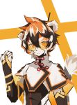  2019 absurd_res ambiguous_gender anthro arknights black_body black_fur black_hair clothed clothing eyewear felid fur glasses hair hi_res looking_at_viewer mammal multicolored_body multicolored_fur multicolored_hair orange_body orange_eyes orange_fur orange_hair pantherine portrait simple_background solo three-quarter_portrait tiger video_games waaifu white_body white_fur white_hair xiukukkii 