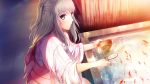  game_cg gray_eyes gray_hair japanese_clothes katahira_yuuna minamihama_yoriko more_(company) swallowtail yukata 